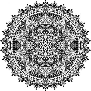 Mandala desen siyah ve beyaz