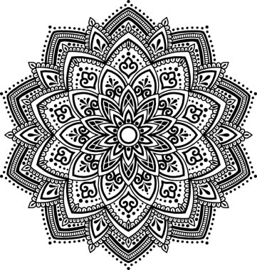 Mandala desen siyah ve beyaz