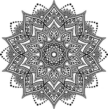 Mandala desen siyah ve beyaz