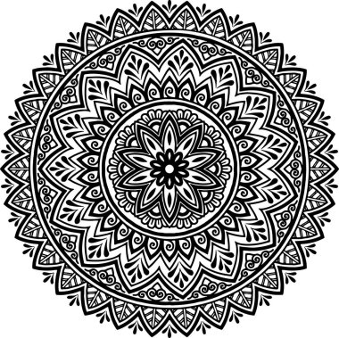 Mandala desen siyah ve beyaz