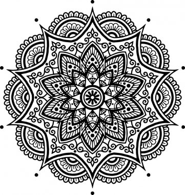 Mandala desen siyah ve beyaz