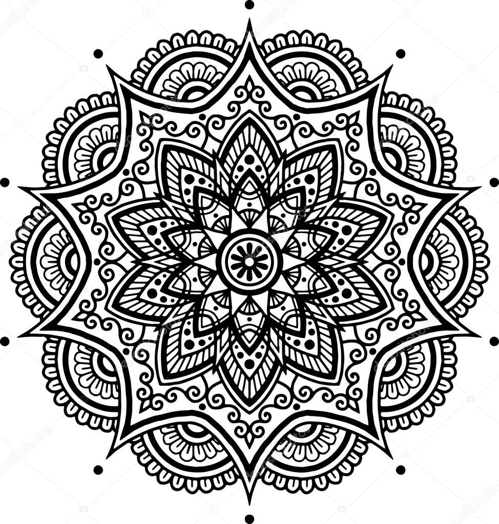 Mandala pattern black and white