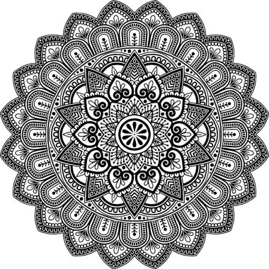 Mandala desen siyah ve beyaz