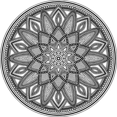 Mandala desen siyah ve beyaz
