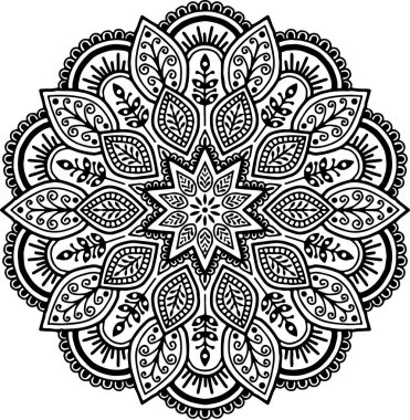Mandala desen siyah ve beyaz