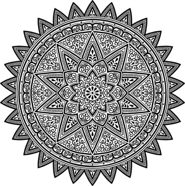 Mandala desen siyah ve beyaz