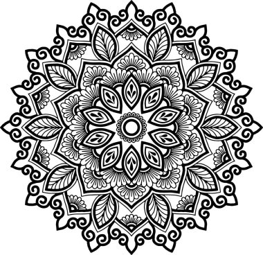 Mandala desen siyah ve beyaz