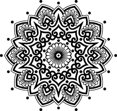 Mandala desen siyah ve beyaz