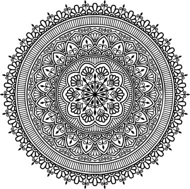 Mandala desen siyah ve beyaz