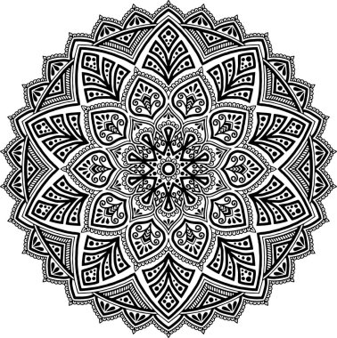 Mandala desen siyah ve beyaz