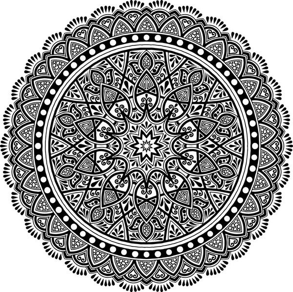 Mandala pattern black and white — Stock Vector