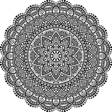 Mandala desen siyah ve beyaz