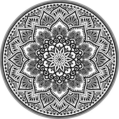 Mandala desen siyah ve beyaz