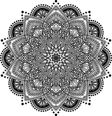 Mandala desen siyah ve beyaz