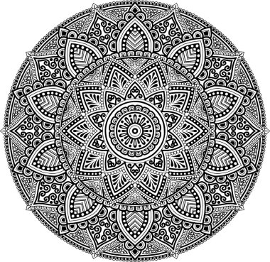 Mandala desen siyah ve beyaz