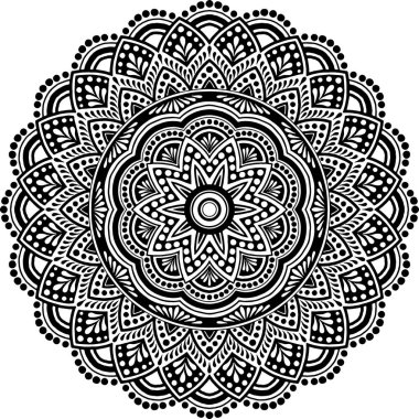 Mandala desen siyah ve beyaz