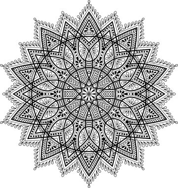 Mandala desen siyah ve beyaz