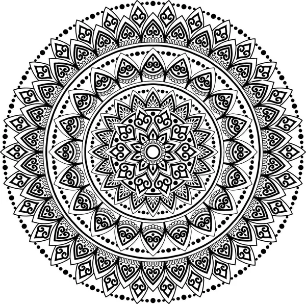 Mandala-Muster schwarz und weiß — Stockvektor