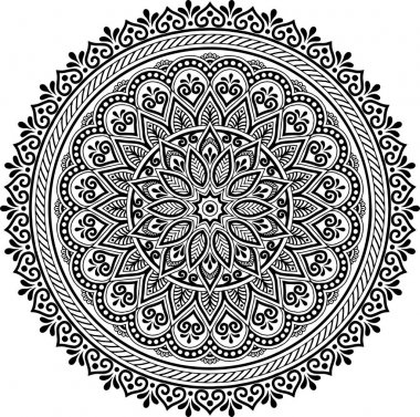 Mandala desen siyah ve beyaz