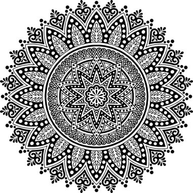 Mandala desen siyah ve beyaz