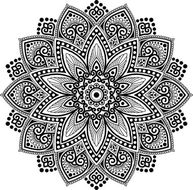 Mandala desen siyah ve beyaz