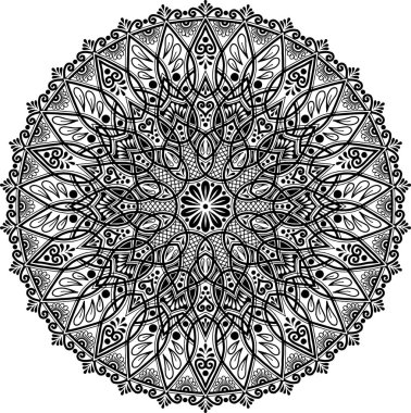 Mandala desen siyah ve beyaz