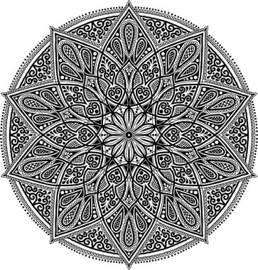 Mandala desen siyah ve beyaz