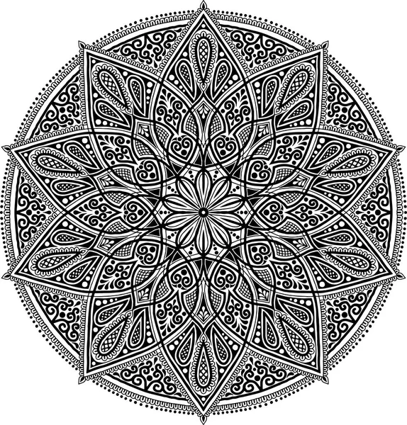 Mandala motif noir et blanc — Image vectorielle