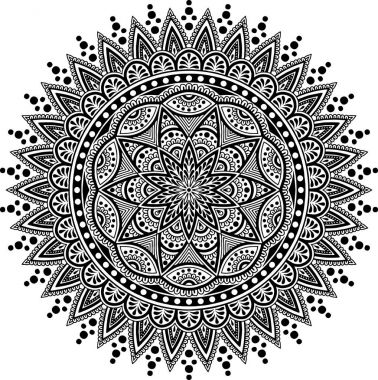 Mandala desen siyah ve beyaz