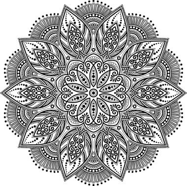Mandala desen siyah ve beyaz