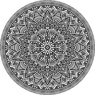 Mandala desen siyah ve beyaz