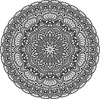 Mandala desen siyah ve beyaz