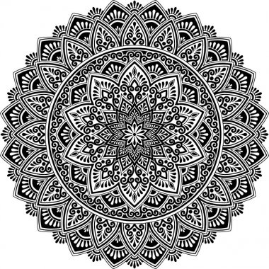 Mandala desen siyah ve beyaz