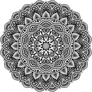 Mandala desen siyah ve beyaz