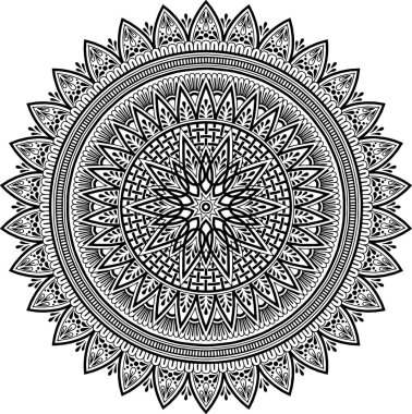Mandala desen siyah ve beyaz