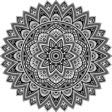 Mandala desen siyah ve beyaz