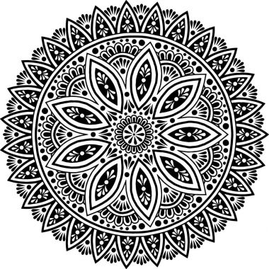 Mandala desen siyah ve beyaz
