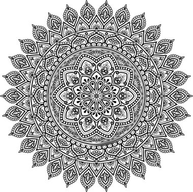 Mandala desen siyah ve beyaz