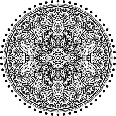 Mandala desen siyah ve beyaz