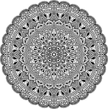 Mandala desen siyah ve beyaz