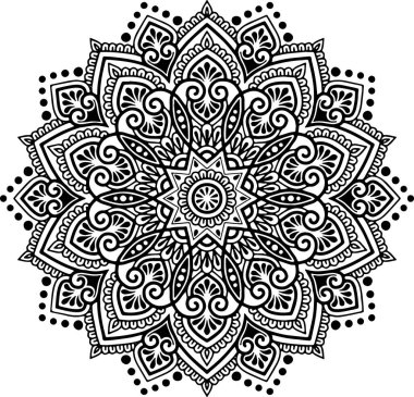 Mandala desen siyah ve beyaz
