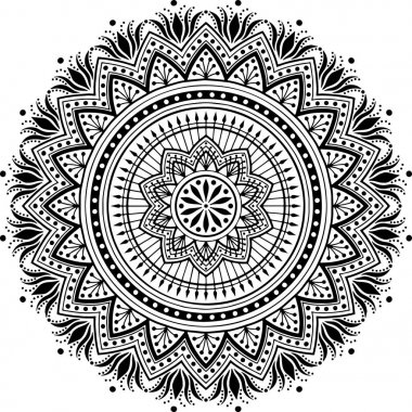 Mandala desen siyah ve beyaz