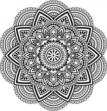 Mandala desen siyah ve beyaz
