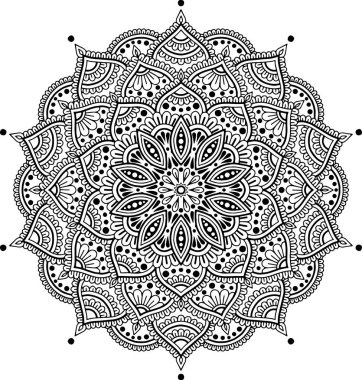 Mandala desen siyah ve beyaz