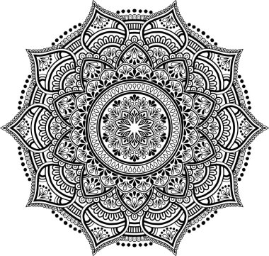 Mandala desen siyah ve beyaz