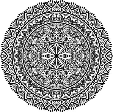 Mandala desen siyah ve beyaz