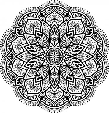 Mandala desen siyah ve beyaz