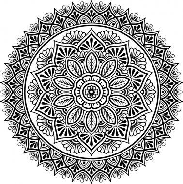 Mandala desen siyah ve beyaz