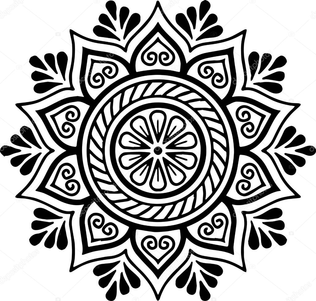 Mandala pattern black and white good mood