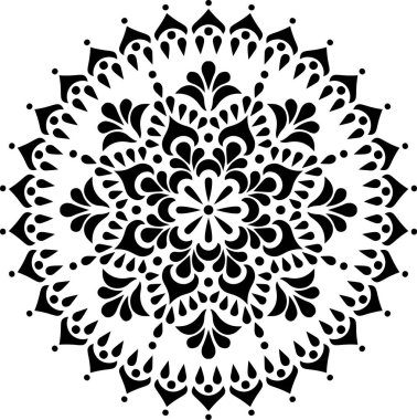 Mandala desen stencil karalama çizimi